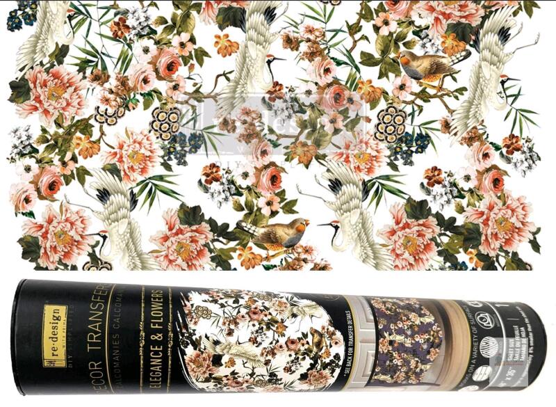 New Prima Re-Design ELEGANCE - FLOWERS Decor Transfers 48" &times; 35", Works On Various Surfaces: Wall, Furniture, Wood, Mirror, Glass