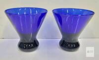 Vintage Libbey Cobalt Blue Martini Glasses , Pair