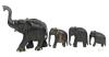 Antique Ebony Wood 4pc Elephant Family, Up To 6.75" Tall, Chips & Cracks Present, Some Natural Material Details Missing (Tusks, Toenails)