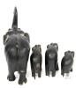 Antique Ebony Wood 4pc Elephant Family, Up To 6.75" Tall, Chips & Cracks Present, Some Natural Material Details Missing (Tusks, Toenails) - 5