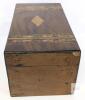 Antique Marquetry Mosaic Inlaid Burl Walnut Tea Caddy Decorative Stash Box, 10" &times; 5.35" &times; 4.75" Tall, Chip Present on Side of Lid - 2