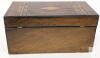 Antique Marquetry Mosaic Inlaid Burl Walnut Tea Caddy Decorative Stash Box, 10" &times; 5.35" &times; 4.75" Tall, Chip Present on Side of Lid - 4