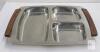 Danish Modern Stainless Steel Divided Serving Trays with Teak Handles, 18/8, Denmark, Set of 2 - 2