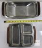 Danish Modern Stainless Steel Divided Serving Trays with Teak Handles, 18/8, Denmark, Set of 2 - 4