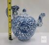Chinese Blue and White Porcelain Teapot, Dragon Handle & Spout, Qing Mark, 5.5" Tall - 3
