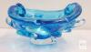 Murano Style Blue Hand-Blown Cased Glass Art Bowl Ashtray, Pulled Rim, Organic Form, c. 1960s - 2