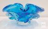 Murano Style Blue Hand-Blown Cased Glass Art Bowl Ashtray, Pulled Rim, Organic Form, c. 1960s - 3