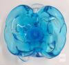 Murano Style Blue Hand-Blown Cased Glass Art Bowl Ashtray, Pulled Rim, Organic Form, c. 1960s - 4