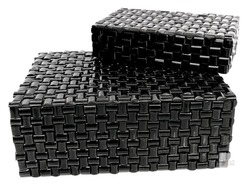 Pair of Matching Faux Wicker Trinket Boxes