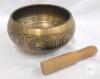 4.3" Tibetan Singing Bowl with Etched Buddhist Motifs and Wooden Striker