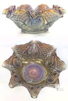 Vintage Unsigned Imperial Glass Company "Diamond Ring" Iridescent Carnival Glass Bowl, 8.75" Diameter &times; 3.5" Tall No Chips or Cracks