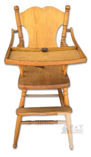 Vintage Solid Wood High Chair, 26.5" Tall