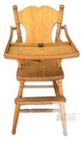 Vintage Solid Wood High Chair, 26.5" Tall