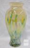 Hand-Blown Glass Vase, 11" Tall, Multicolor Splatter Design
