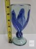 Hand-Blown Art Glass Goblet by Jon Duncan, Blue & White Feathered Swirl, 6.5 In, Signed Studio 18 - 3