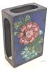 Antique Match Box Holder / Brass and Enamel Cloisonn&eacute; with Floral Designs, 2.25" Long - 2