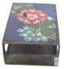 Antique Match Box Holder / Brass and Enamel Cloisonn&eacute; with Floral Designs, 2.25" Long - 3