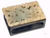 Antique Match Box Holder / Etched Brass and Carved Stone with Floral & Tropical Bird Design, 2.25" Long, Break In One Corner - 2