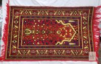 Handwoven Persian-Style Area Rugs, 25x40" Wool, Central Medallion & Floral Pattern, Red Fringe