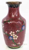 Vintage Hand enameled Cloisonn&eacute; Chinese Small Vase, Cherry Blossom Design, 5.25"