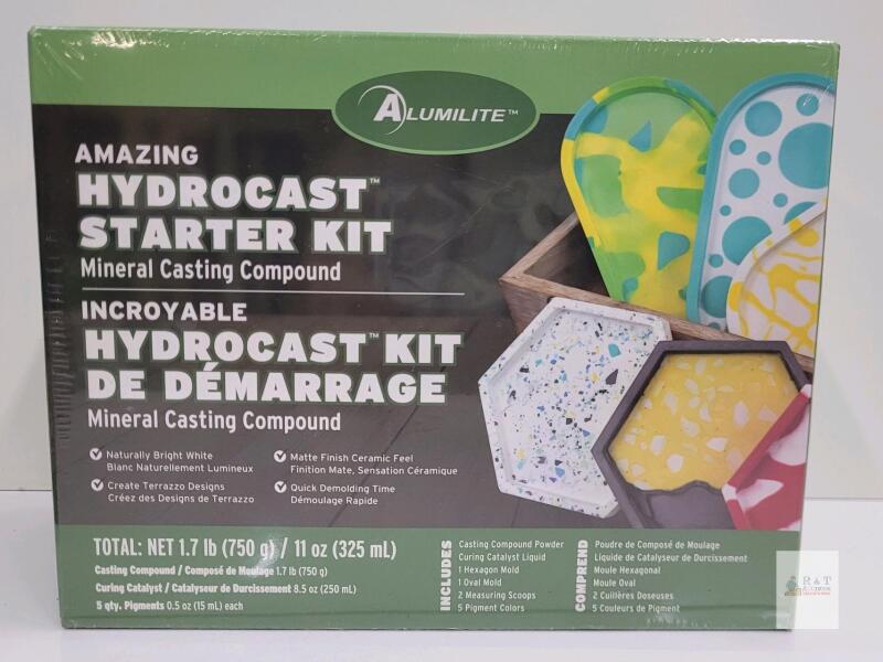 Alumilite Hydrocast Starter Kit, 1.7 lb Casting Powder, 11 oz Catalyst, 2 Molds, 5 Pigments