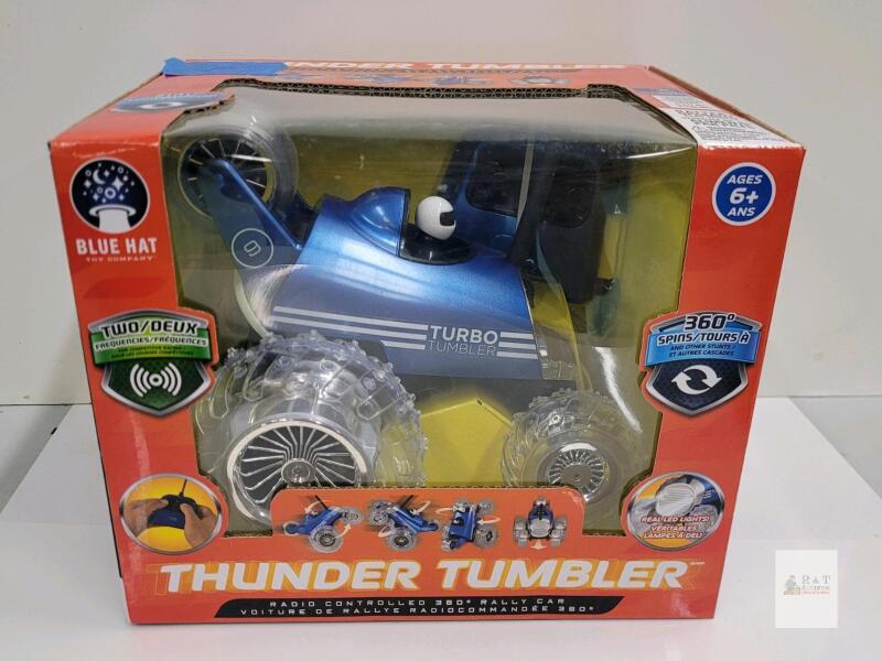 Blue Hat Thunder Tumbler RC 360&deg; Stunt Rally Car, Blue, 27/49 MHz, LED Lights, Remote Included