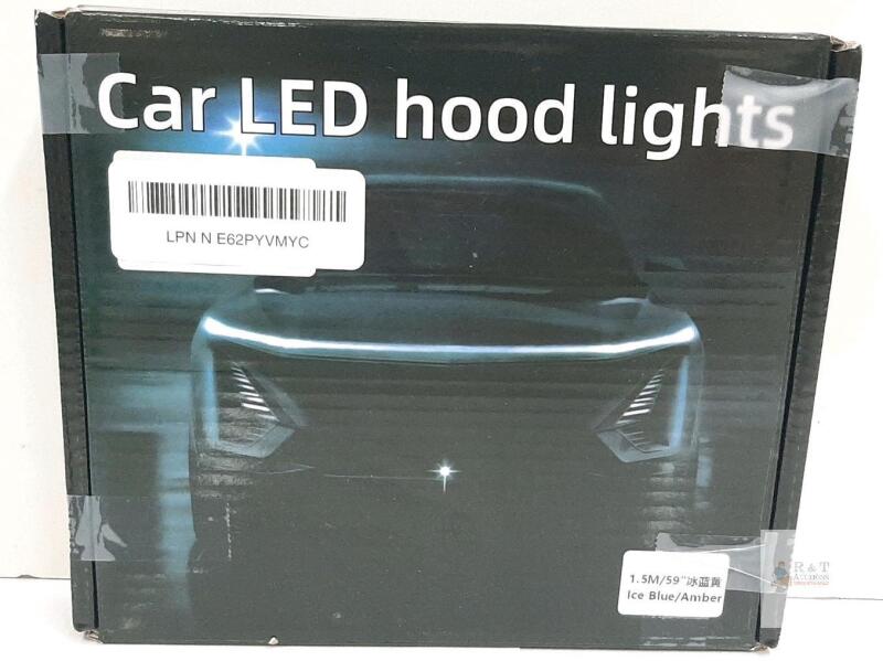 59" Ice Blue/Amber Car LED Hood Light Strip with Dynamic Startup Scan Effect