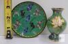 Chinese Cloisonn&eacute; Enamel Vase & Plate Set with Floral and Bat Motifs - 5
