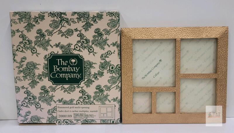 The Bombay Company Hammered Gold Collage Photo Frame, 5-Opening, Model 2000189, Original Box