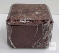 CB2 Rosa Levanto Marble Box, 4"x4"x3", Deep Plum with White Veining
