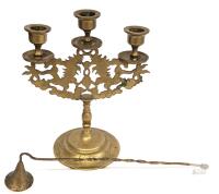 Vintage MCM Vintage Etched Chinese DRAGONS Triple Candelabras, 8" Tall