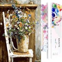 New BAISITE Paint by Numbers Kit for Adults Beginners,16" Wx20 L Canvas Pictures Drawing Paintwork with 4 Pcs Wooden Paintbrushes,Acrylic Pigment Sunflowers-BSC003