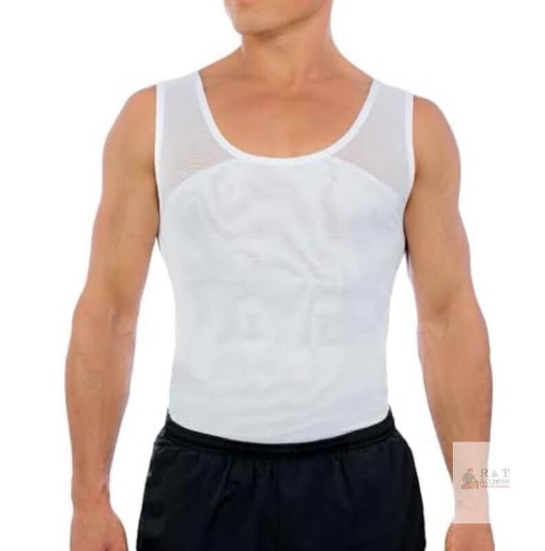 Esteem Apparel Large Men&rsquo;s Chest Compression Shirt White, Seamless Body Shaping, LPN N E6WXK4G7G