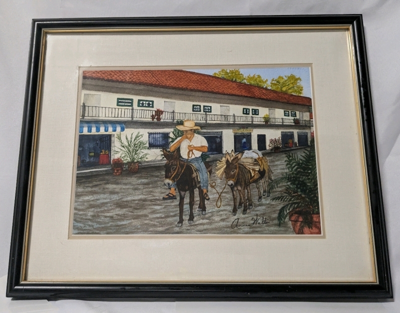 Framed & Matted Print of Street in Mexico by Anne Halton.