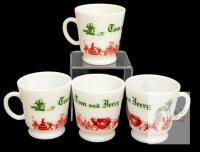 Vintage Tom and Jerry Cocktail Milk Glass Eggnog Cup Marked AH, 3" Tall, No Chips or Cracks