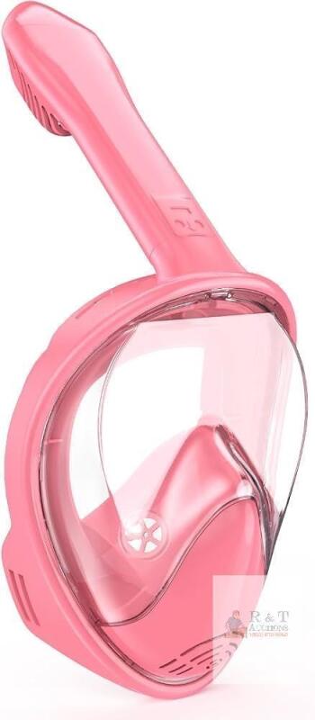 NEW Pink Full Face Kids Snorkel Mask, Detachable Snorkel, 180&deg; Panoramic, Mesh Bag, X0042VKL5