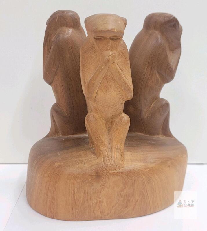 Hand-Carved Besmo Three Wise Monkeys Sculpture from Kenya