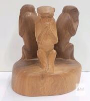 Hand-Carved Besmo Three Wise Monkeys Sculpture from Kenya