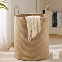 New Basket Hamper &ndash; Woven Cotton Rope Nursery Hamper for Clothes, Blankets, Yoga Mat &ndash; Boho Basket for Living Room &ndash; 21" Tall &times; 14" Diameter