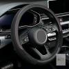 New KAFEEK Steering Wheel Cover, Universal 15 inch, Microfiber Leather Viscose, Breathable, Anti-Slip,Warm in Winter and Cool in Summer, Black