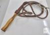 Braided Leather Bullwhip 8ft. 6" Long with Wooden Handle, Brown, 12 Plait, Popper, Used Condition - 2
