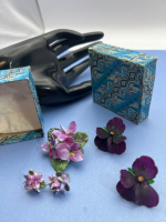 Art Nuevous Gypsy Pansy German Earrings and Bone China Set