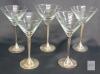 MCM Martini Glasses Set of 5, Hammered Silver Stems, 7.25" Tall,