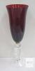 Ruby Red Wine Goblets 8.5" Tall, Gold Trim, Clear Stem, Mid-Century Modern - 2