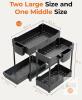 Sevenblue 3-Pack 2-Tier Sliding Organizers with Side Baskets, Black - 2