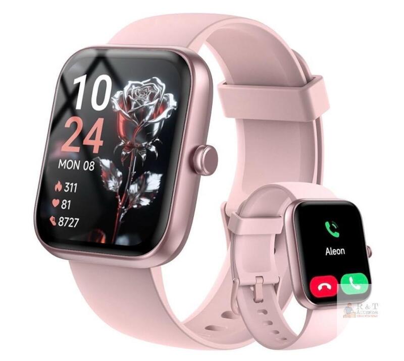 Pink VeryFit Compatible Heart Rate Smart Watch, 1.69" Display, IP68 Waterproof, Bluetooth, X004VH45DR