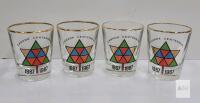 Canada Centennial 1867-1967 Commemorative Shot Glass Set, Gold Rim, Maple Leaf Logo, 4-Piece