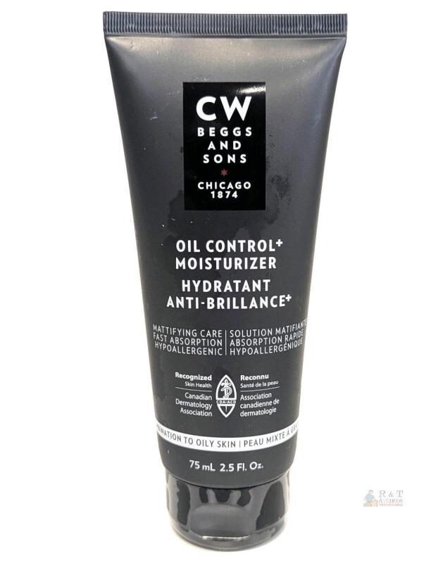 New CW Beggs Oil Control+ Moisturizer for Men, Oily Skin, Face Cream, Hypoallergenic, Fragrance-Free, Paraben-Free, Alcohol-Free, Mineral Oil-Free, Cruelty-Free