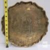Antique Brass Tray with Engraved Asian Garden Scene, 11" Diameter, Scalloped Edge - 2