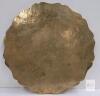 Antique Brass Tray with Engraved Asian Garden Scene, 11" Diameter, Scalloped Edge - 4